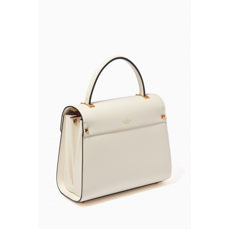 Valentino - Valentino Garavani VLOGO Rockstud Top-handle Bag in Leather White