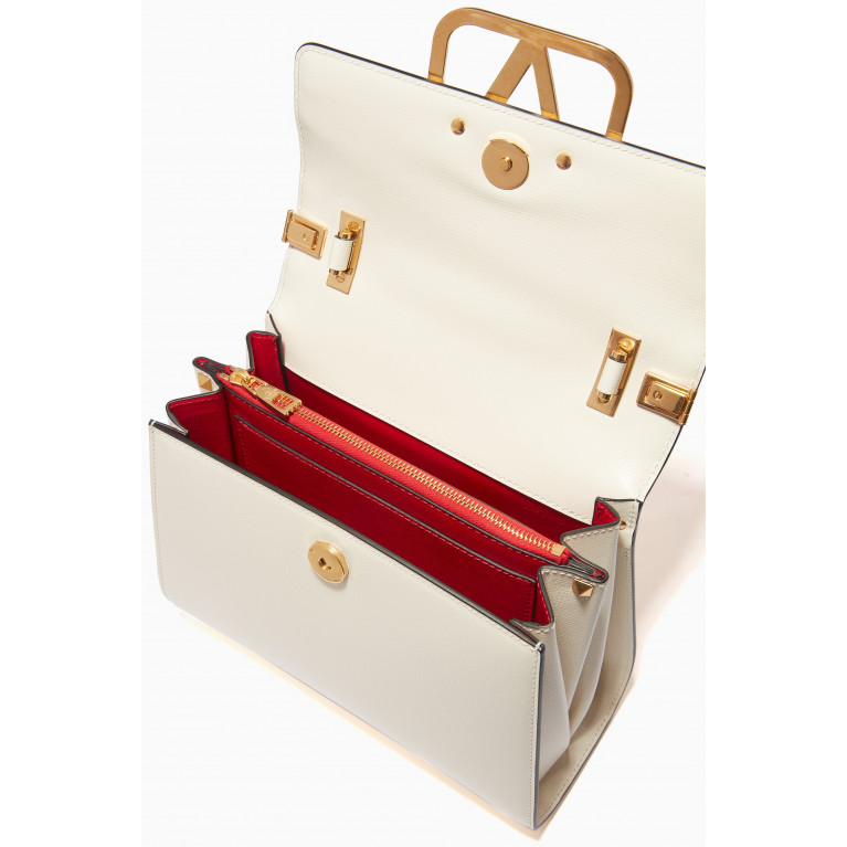 Valentino - Valentino Garavani VLOGO Rockstud Top-handle Bag in Leather White