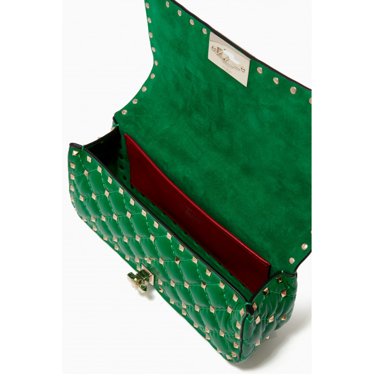 Valentino - Valentino Garavani Rockstud Spike Shoulder Bag in Quilted Nappa Green