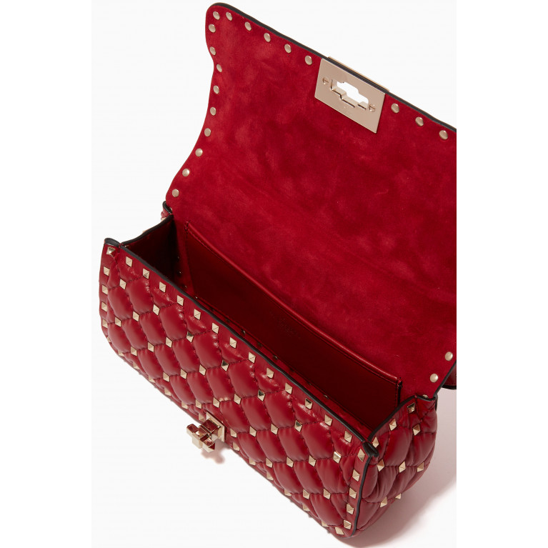 Valentino - Valentino Garavani Rockstud Spike Shoulder Bag in Quilted Nappa Red
