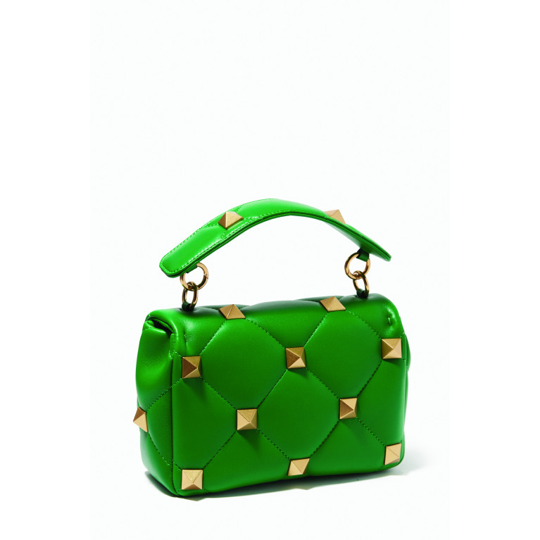 Valentino - Roman Stud Medium Shoulder Bag in Nappa Green