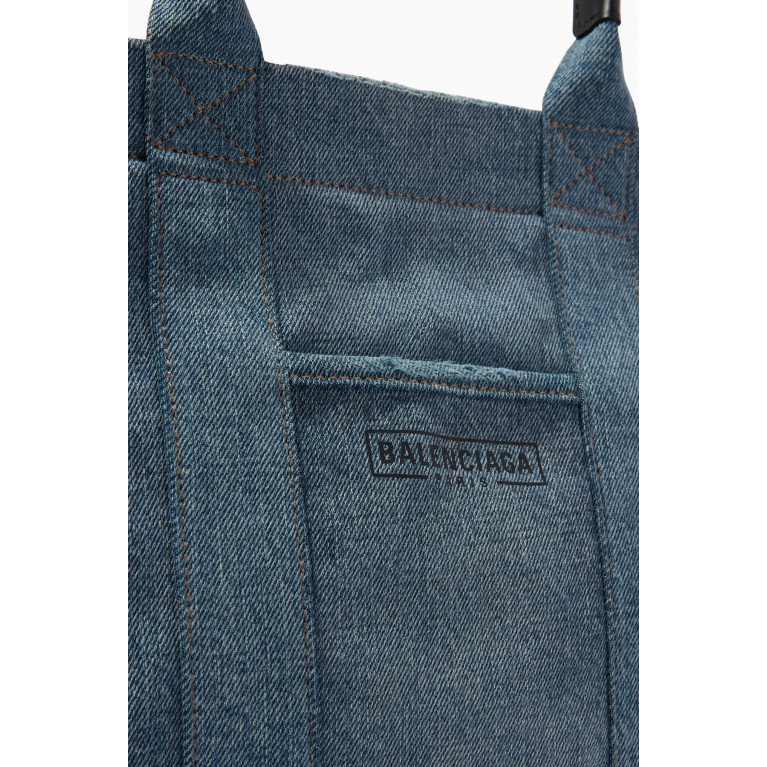 Balenciaga - Hardware Medium Tote Bag in Washed & Frayed Denim
