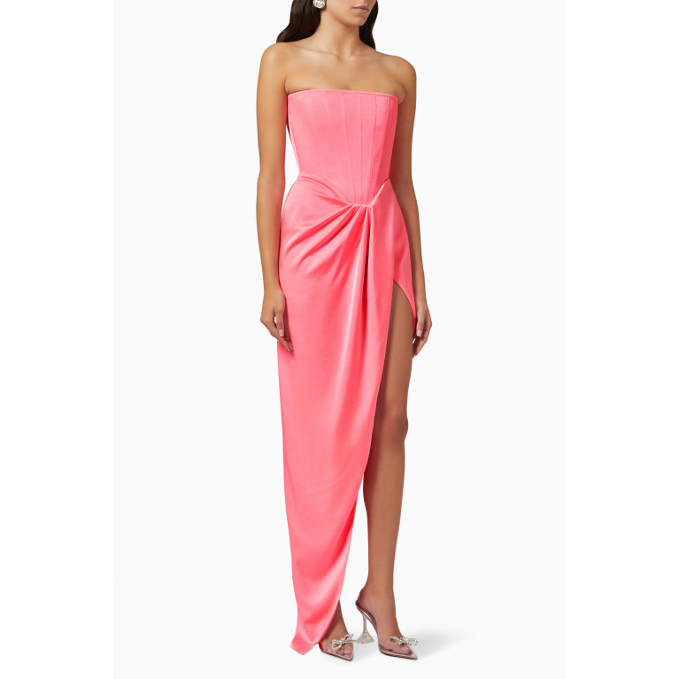 Alex Perry - Ledger Strapless Draped Maxi Dress in Satin-crepe