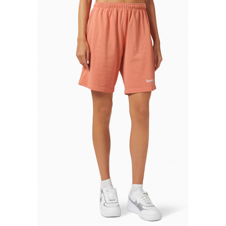 Sporty & Rich - Serif Logo Gym Shorts in Cotton