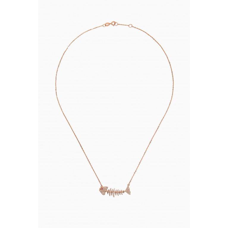Kamushki - Wishbone Side Diamond Necklace in 18kt Rose Gold