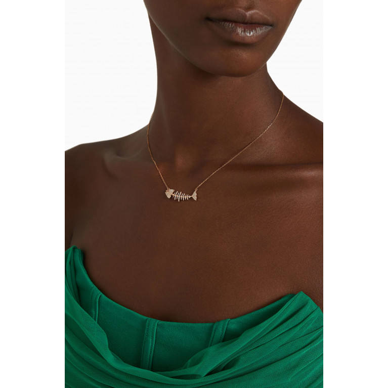 Kamushki - Wishbone Side Diamond Necklace in 18kt Rose Gold