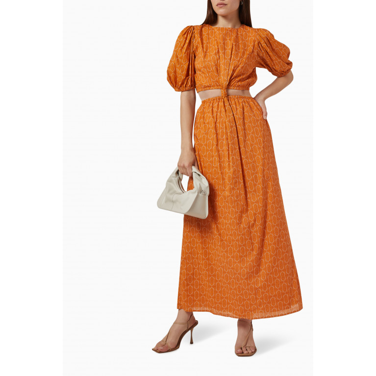 Sunset Lover - Marcel Cut-out Maxi Dress in Organic Cotton Orange