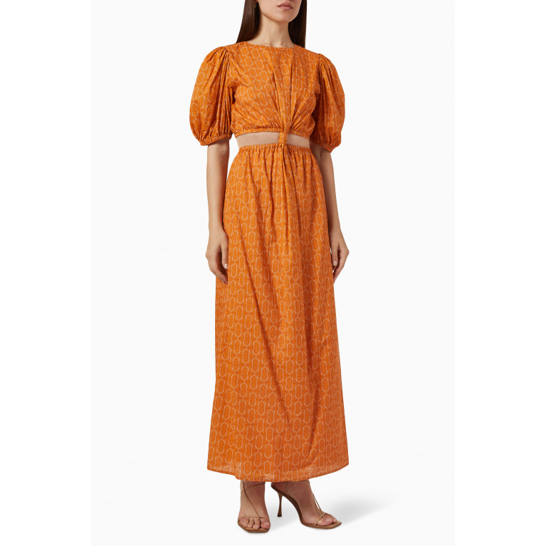 Sunset Lover - Marcel Cut-out Maxi Dress in Organic Cotton Orange