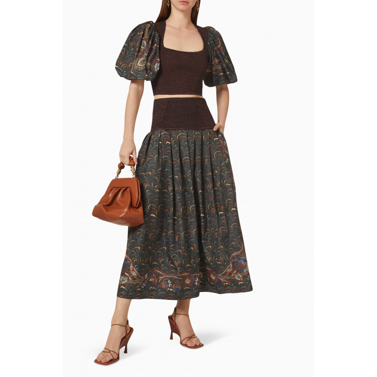 Ulla Johnson - Lena Printed Maxi Skirt in Taffeta & Mouline-knit