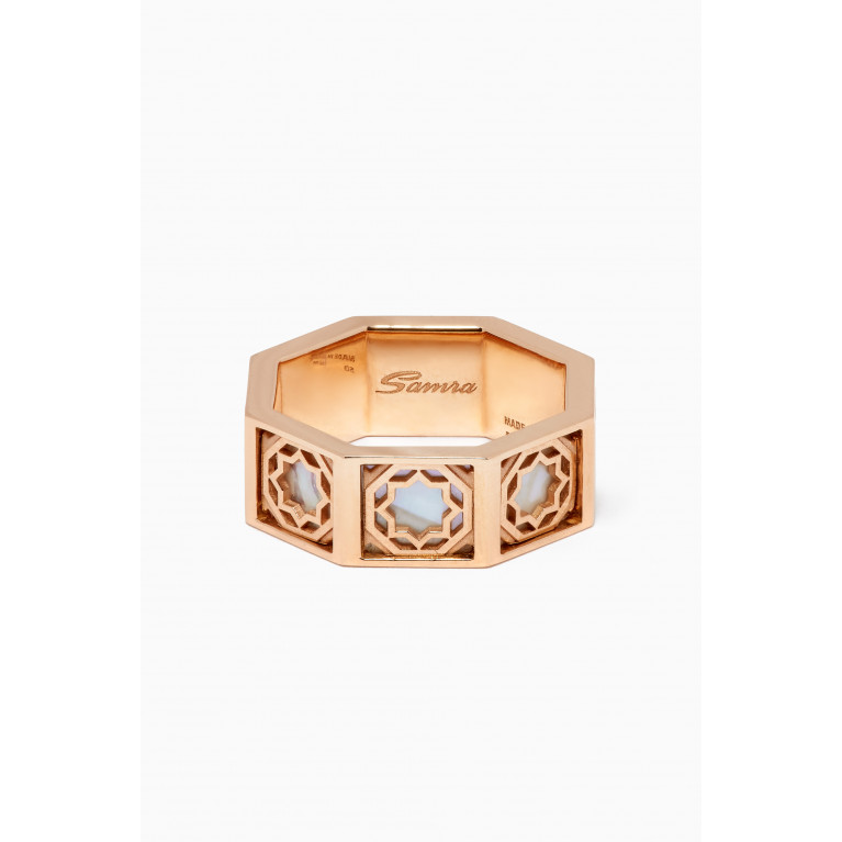 Samra - Oud Turath Mother-of-Pearl Band Ring in 18kt Rose Gold