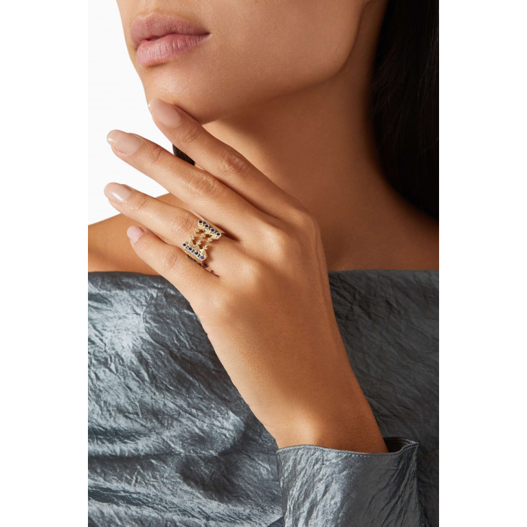Azza Fahmy - Amethsyt Classic Ring in 18kt Gold & Sterling Silver