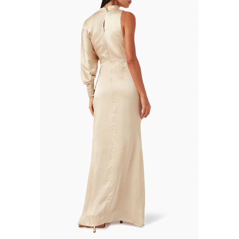 NASS - One-Shoulder Draped Gown in Crepe Neutral
