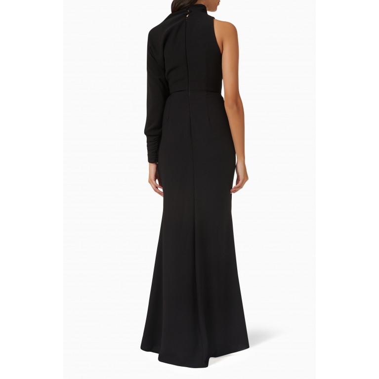 NASS - One-Shoulder Draped Gown in Crepe Black