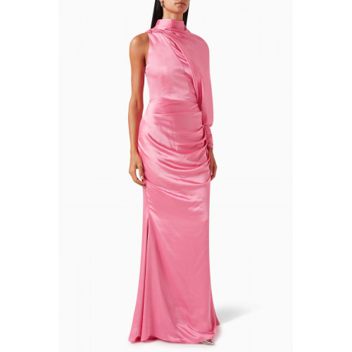 NASS - One-Shoulder Draped Gown in Crepe Pink