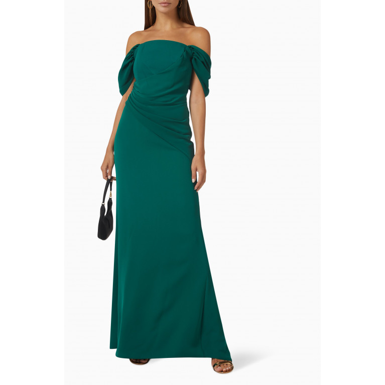 NASS - Off-shoulder Ruched Gown in Crepe