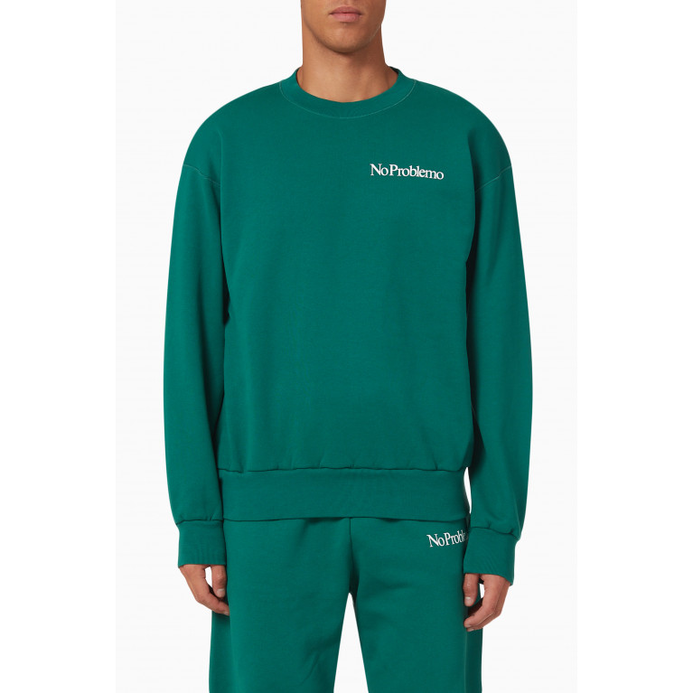 Aries - No Problemo Sweatshirt in Cotton Fleece Green