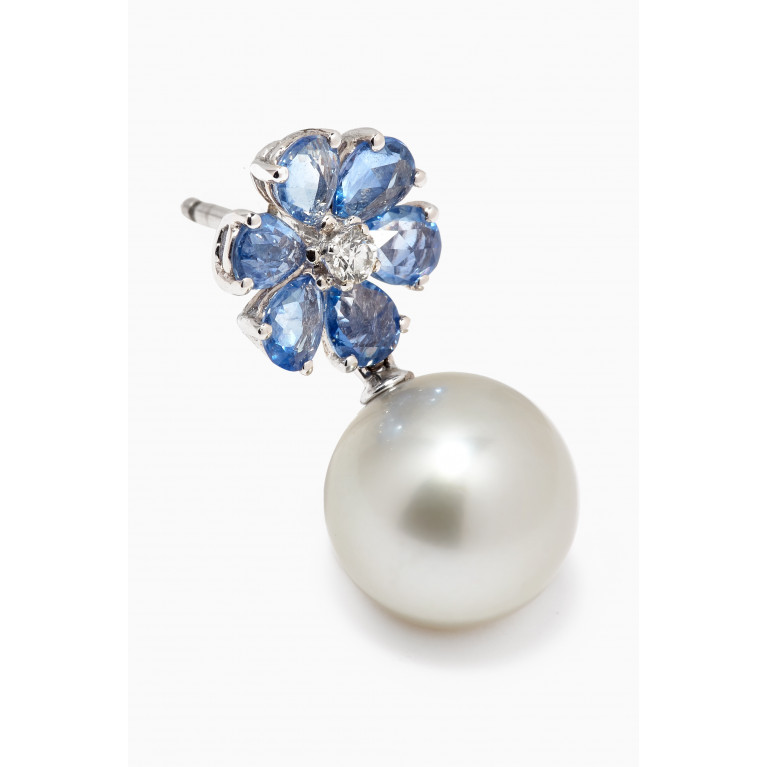 Robert Wan - Tresor Fleur Gemstone Pearl Diamond Earrings in 18kt White Gold