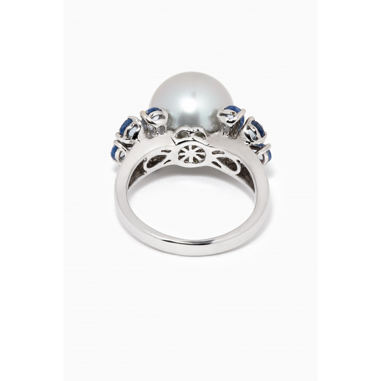 Robert Wan - Tresor Fleur Gemstone Pearl Diamond Ring in 18kt White Gold