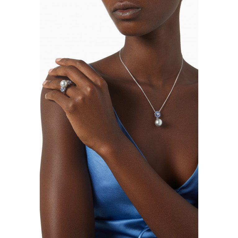 Robert Wan - Tresor Fleur Gemstone Pearl Diamond Ring in 18kt White Gold