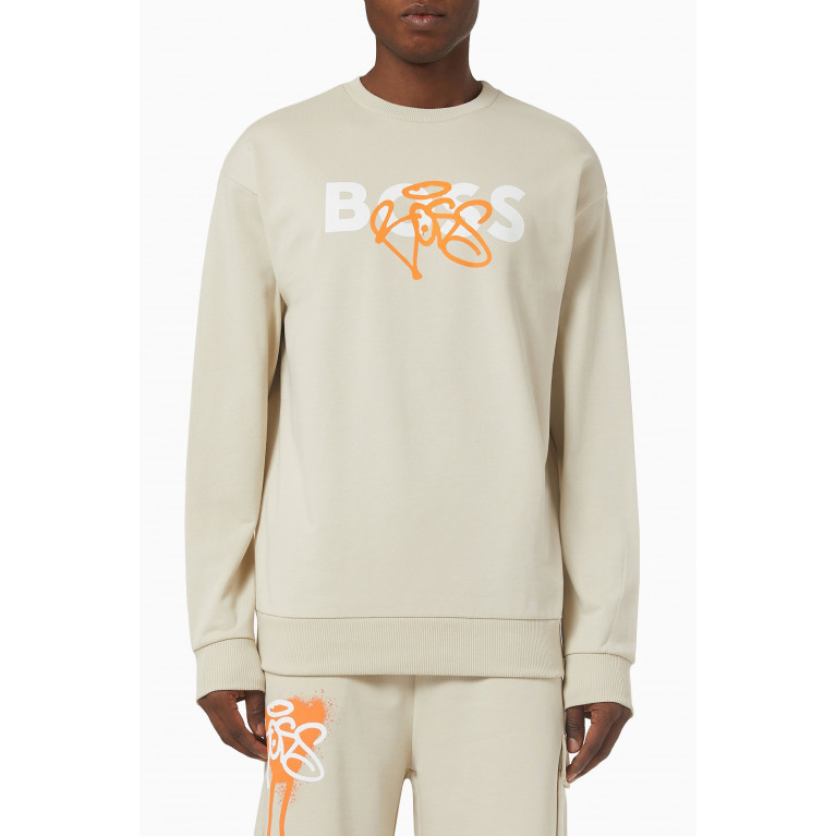 Boss - Graffiti Logo Sweatshirt in Cotton