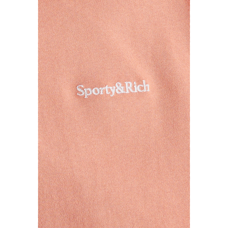 Sporty & Rich - Serif Embroidered Crewneck Sweatshirt in Cotton