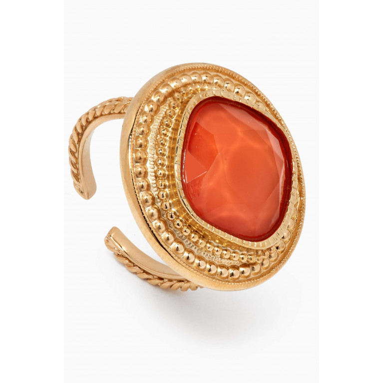 Satellite - Sunny Cabochon Ring in 14kt Gold-plated Metal