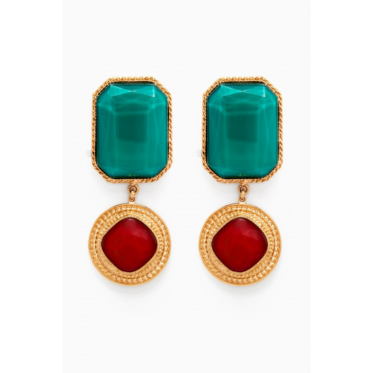 Satellite - Baroque Clip-on Earrings in 14kt Gold-plated Brass