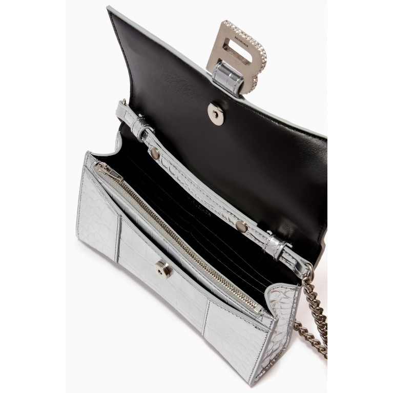 Balenciaga - Hourglass Metallic Chain Wallet in Croc-embossed Leather