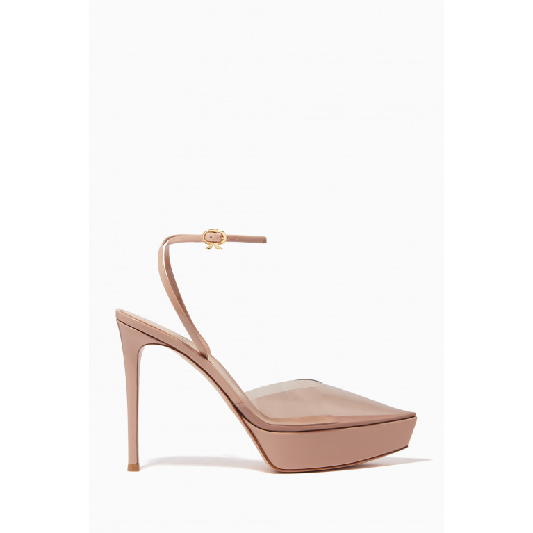 Gianvito Rossi - Dashiel 115 Buckled Sandals in Patent-leather & TPU Neutral