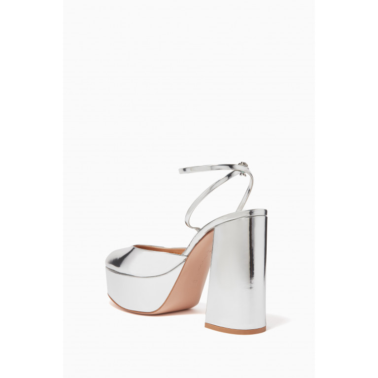 Gianvito Rossi - Chunky Platform Sandals in Metallic Leather Silver