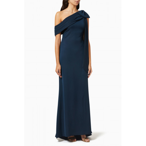 NASS - One-shoulder Draped Gown in Crepe Blue