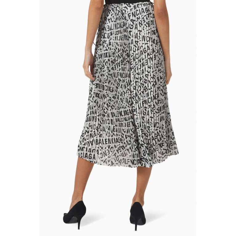 Balenciaga - Logo Strips Pleated Drawstring Skirt in Technical Satin