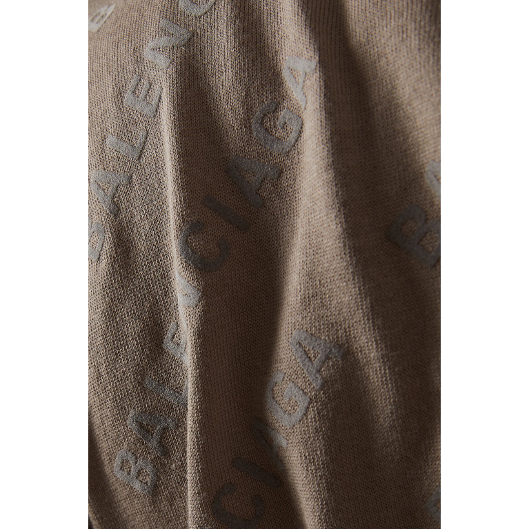 Balenciaga - Allover Logo Crop Cardigan in Cotton Knit