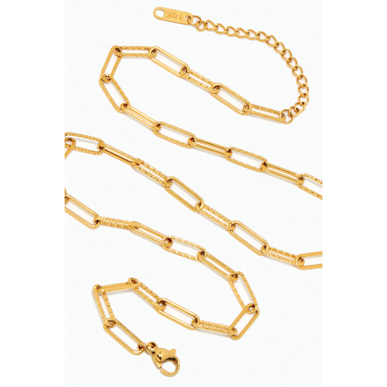 The Jewels Jar - Celine Paperclip Necklace in 18kt Gold-plated Stainless Steel