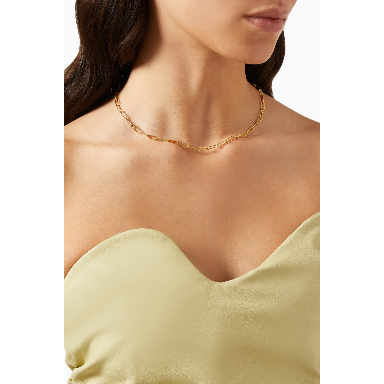 The Jewels Jar - Celine Paperclip Necklace in 18kt Gold-plated Stainless Steel