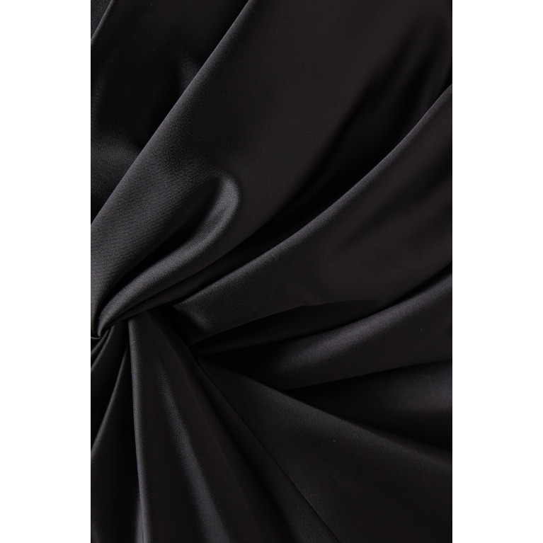 Rasario - Corset Maxi Dress with Draped Skirt in Satin