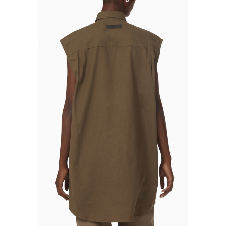 Fear of God Essentials - Sleeveless Oxford Shirt in Cotton