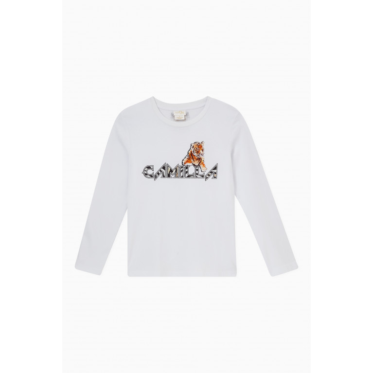 CAMILLA - Tiger Logo Long Sleeve T-shirt in Cotton