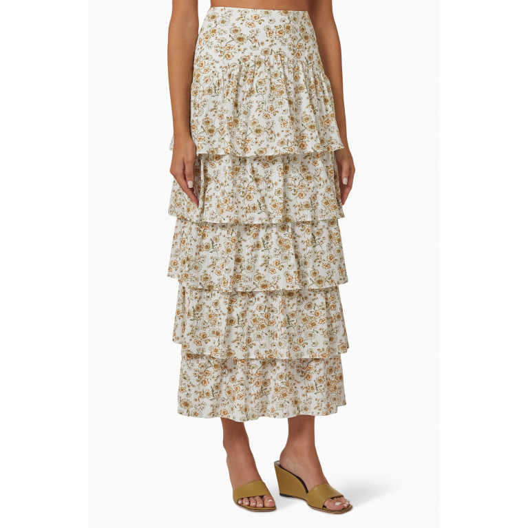 Significant Other - Arwyn Tiered Midi Skirt in Stretch-cotton
