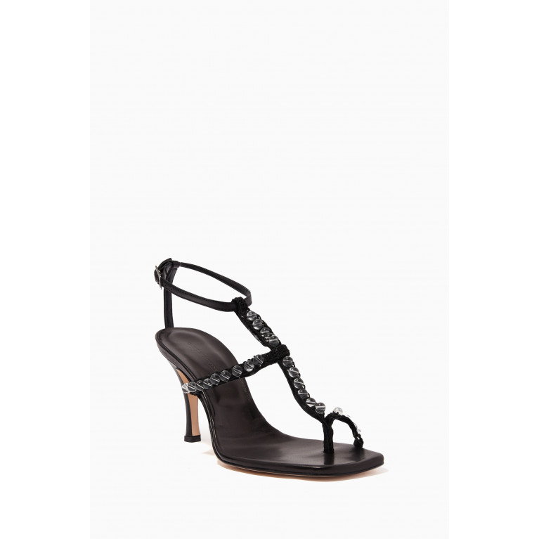 Christopher Esber - Crochet 80 Hand-painted Marble Sandals in Nappa Leather Black