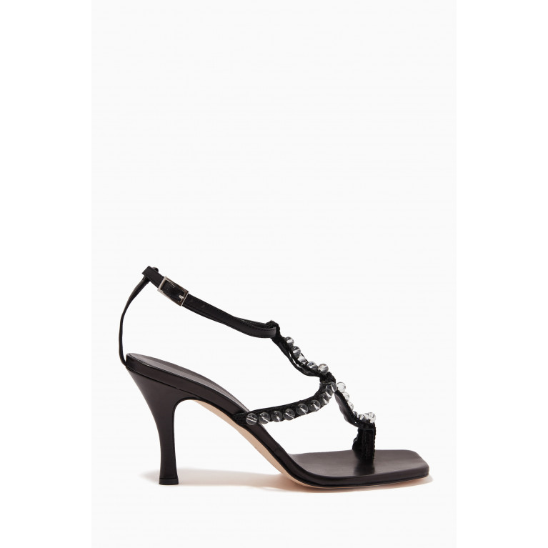 Christopher Esber - Crochet 80 Hand-painted Marble Sandals in Nappa Leather Black