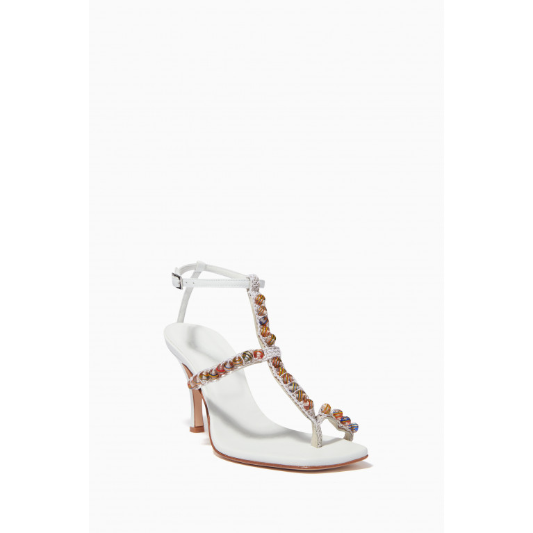 Christopher Esber - Crochet 80 Hand-painted Marble Sandals in Nappa Leather White