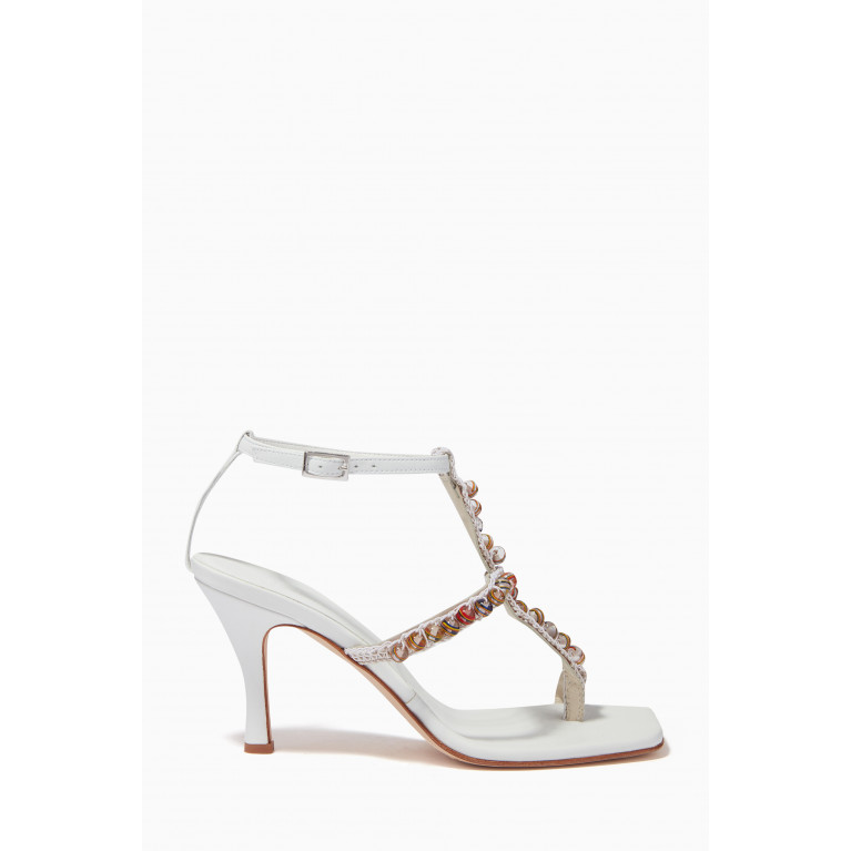 Christopher Esber - Crochet 80 Hand-painted Marble Sandals in Nappa Leather White