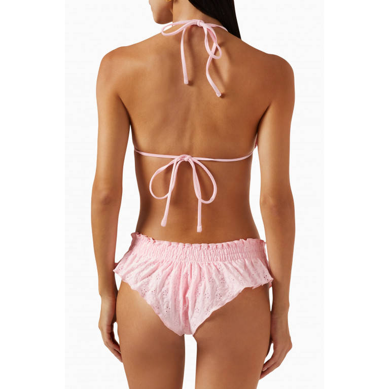 Frankies Bikinis - x Gigi Hadid Pippa Eyelet Ruffle Bikini Bottoms Pink