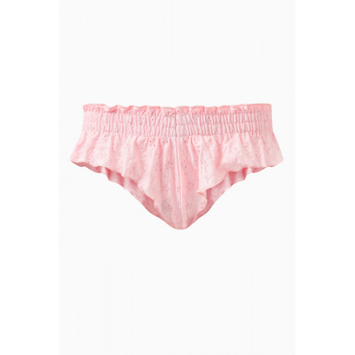 Frankies Bikinis - x Gigi Hadid Pippa Eyelet Ruffle Bikini Bottoms Pink