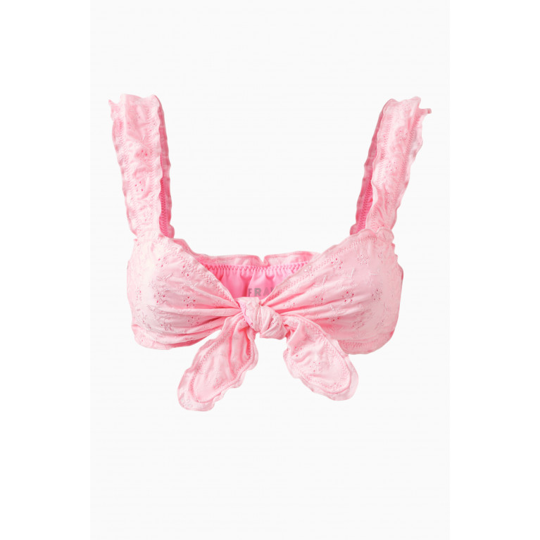 Frankies Bikinis - x Gigi Hadid Colby Eyelet Ruffle Bikini Top Pink