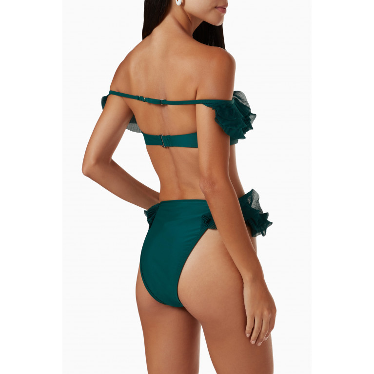 Andrea Iyamah - Salama Bikini Bottoms in Stretch Matte Nylon Green