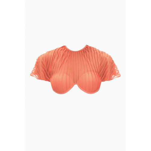 Andrea Iyamah - Gara Pleated Bikini Top in Mesh