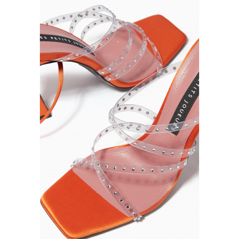 Les Petits Joueurs - Nikki 105 Crystal-embellished Sandals in Satin & PVC