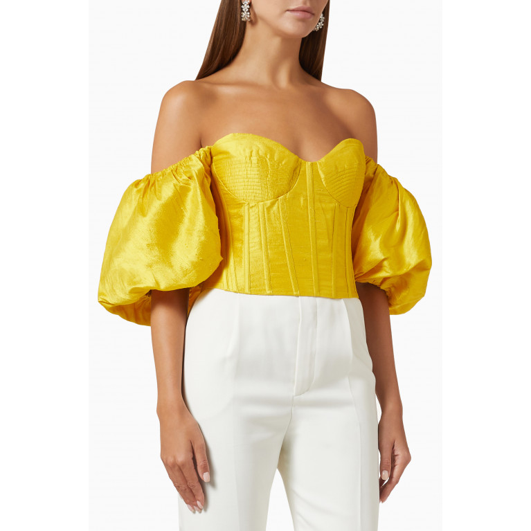 Rozie Corsets - Puff Sleeve Bustier Top in Silk